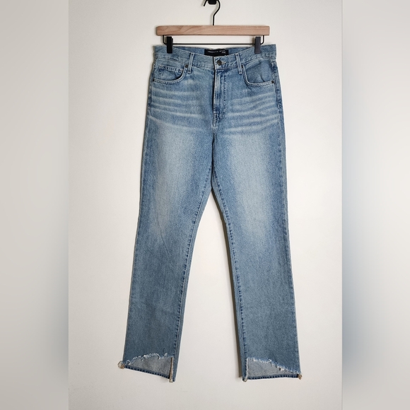 Veronica Beard Dylan Full Length High-rise Straight Step Hem Blue Jeans Size 28 - Picture 5 of 14